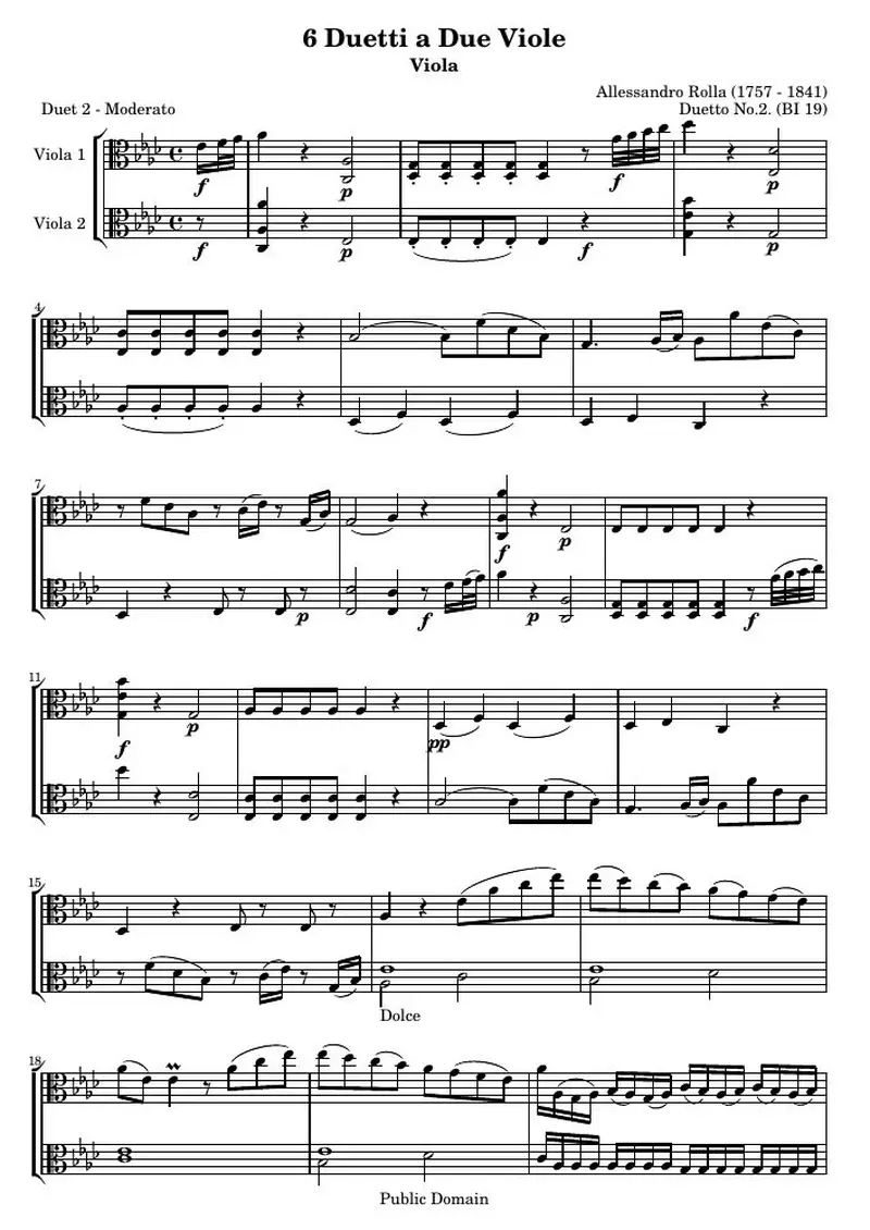 Первая страница нот «6 Duetti a Due Viole: № 2 (Duetto №2. (BI 19)) — rolla_6duos_2_score»