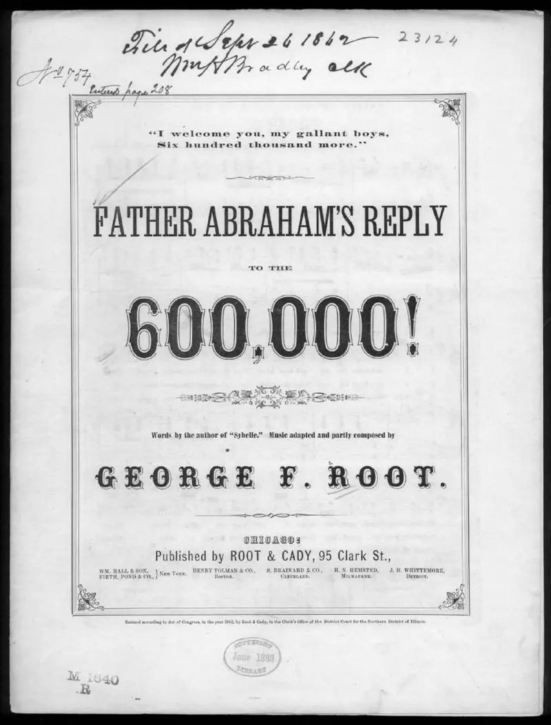 Первая страница нот «Father Abrahams reply to the 600,000»