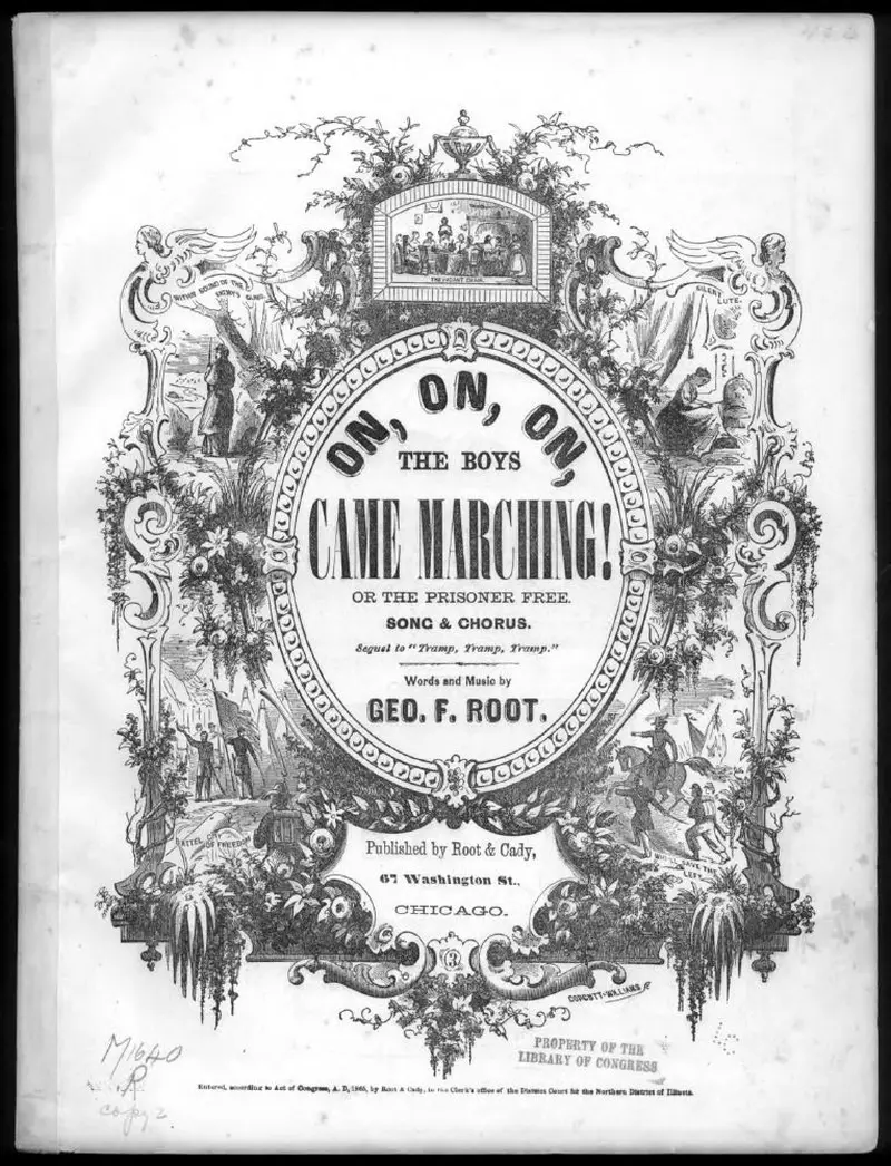 Первая страница нот «On, on, on, the boys came Маршing!, Or The Prisoner free»