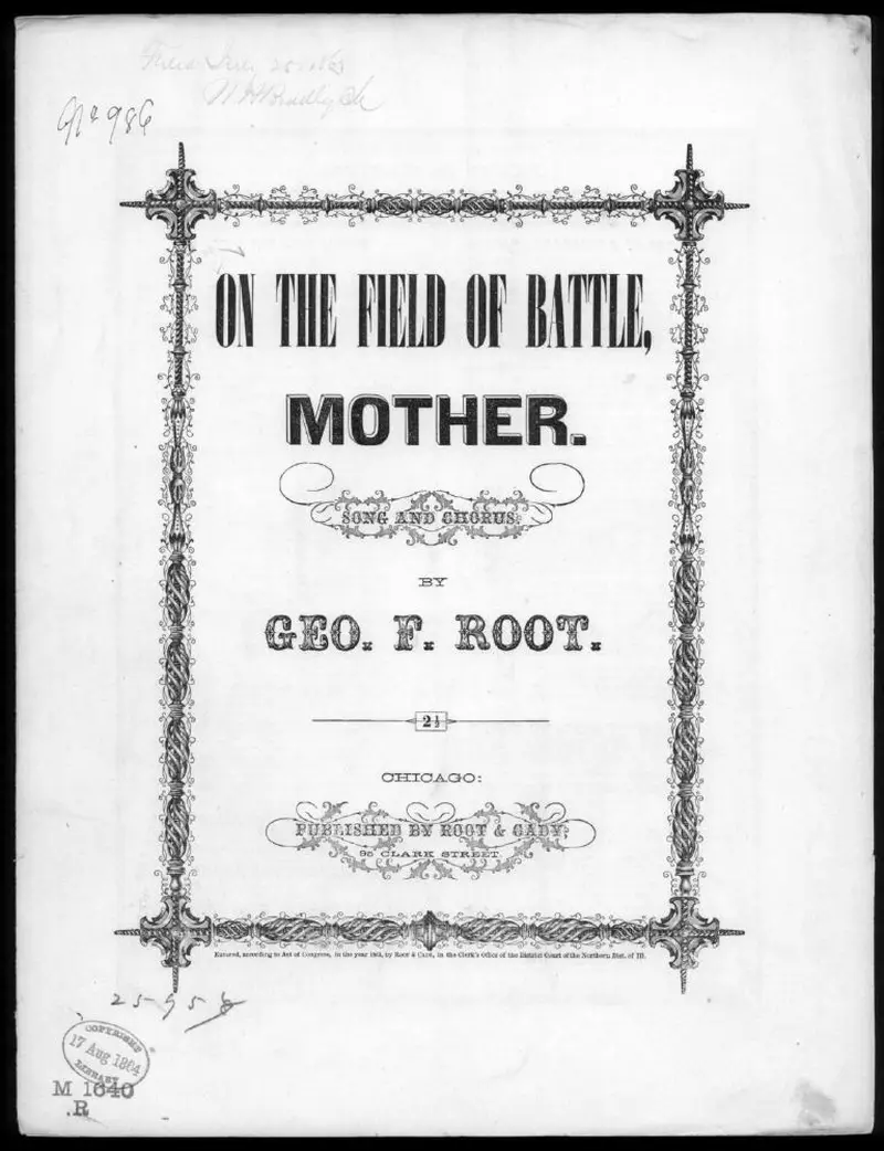 Первая страница нот «On the field of battle, mother!»