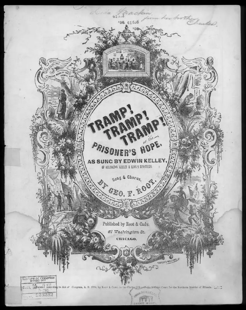 Первая страница нот «Tramp! tramp! tramp!, or The Prisoner's hope»