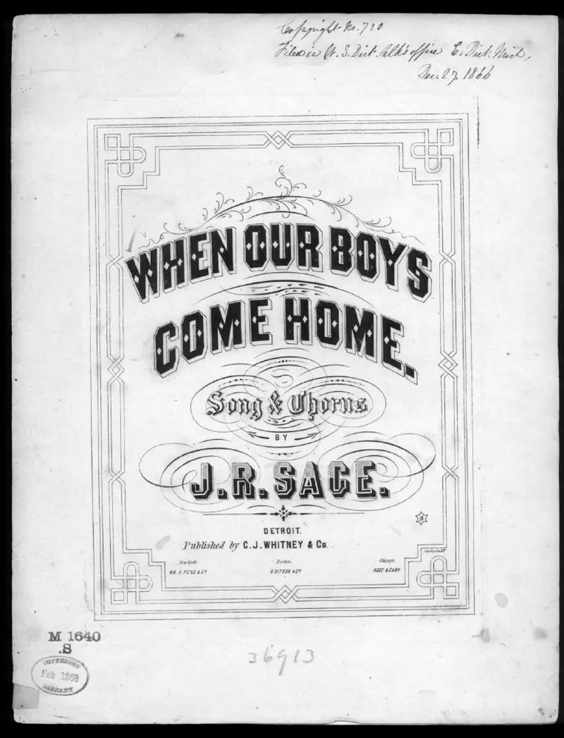 Первая страница нот «When our boys come home»
