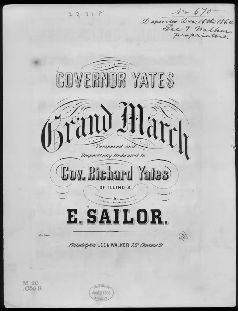 Первая страница нот «Governer Yates grand Марш»