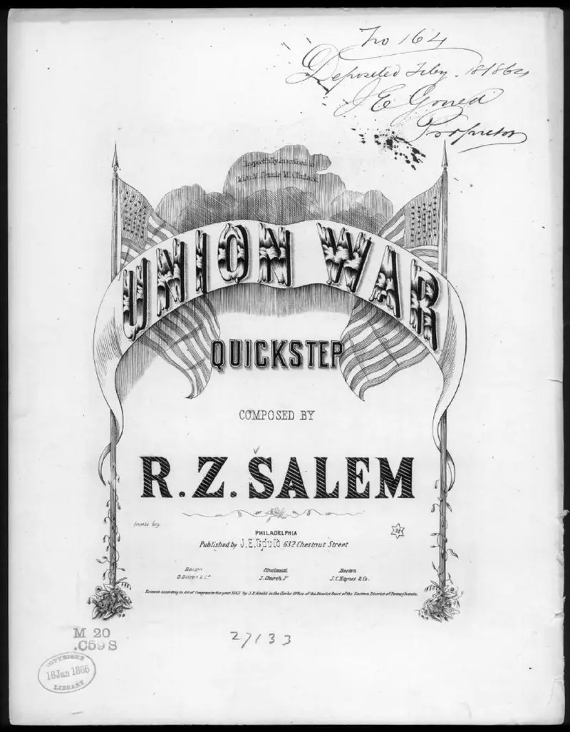 Первая страница нот «Union war quick-step»