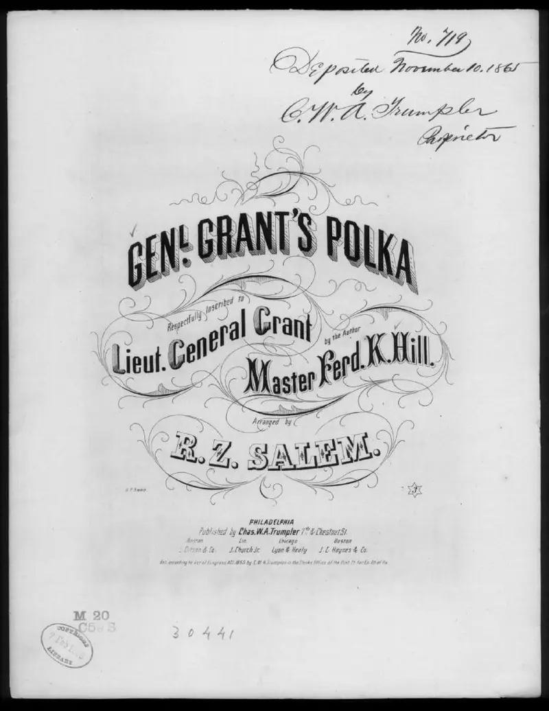 Первая страница нот «Lieut. General Grant's polka»