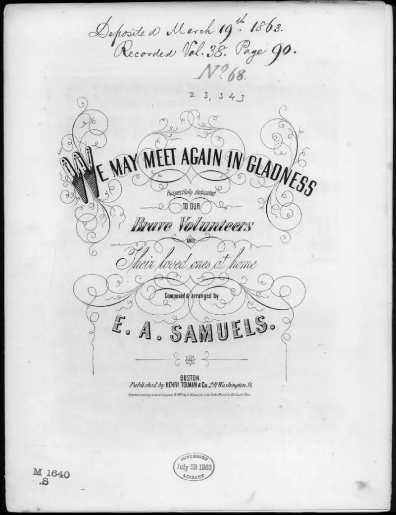 Первая страница нот «We may meet again gladness»