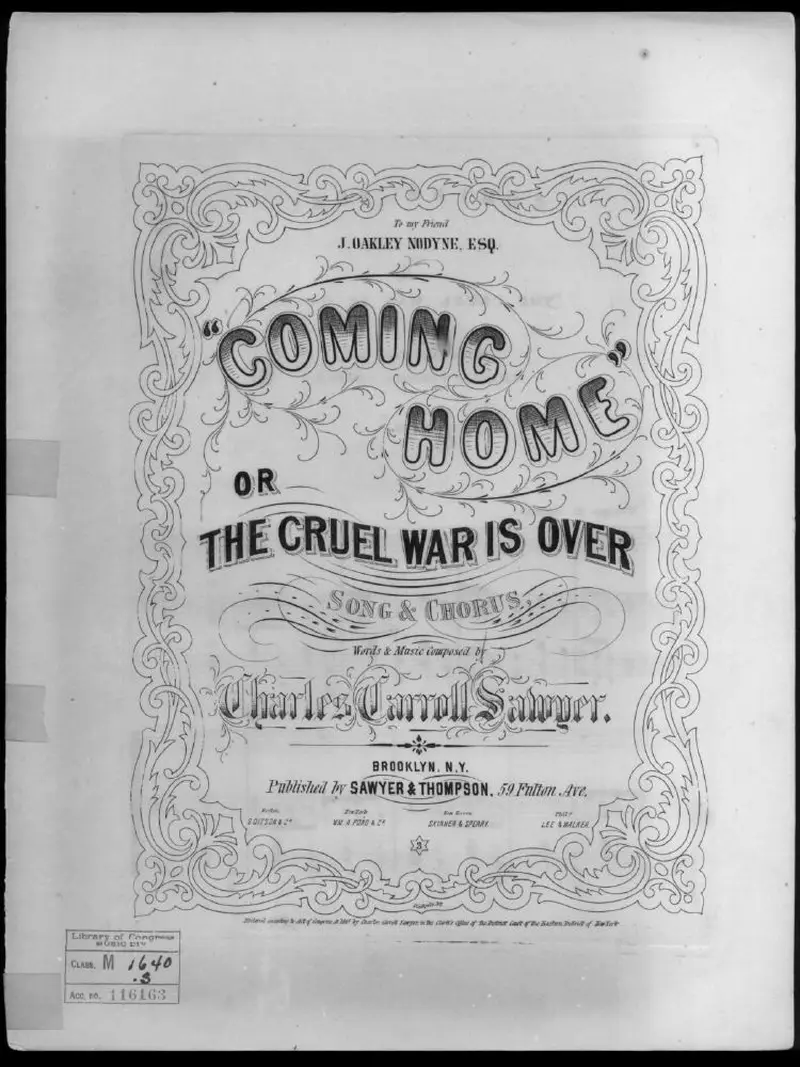 Первая страница нот «Coming home, or The Cruel war is over»
