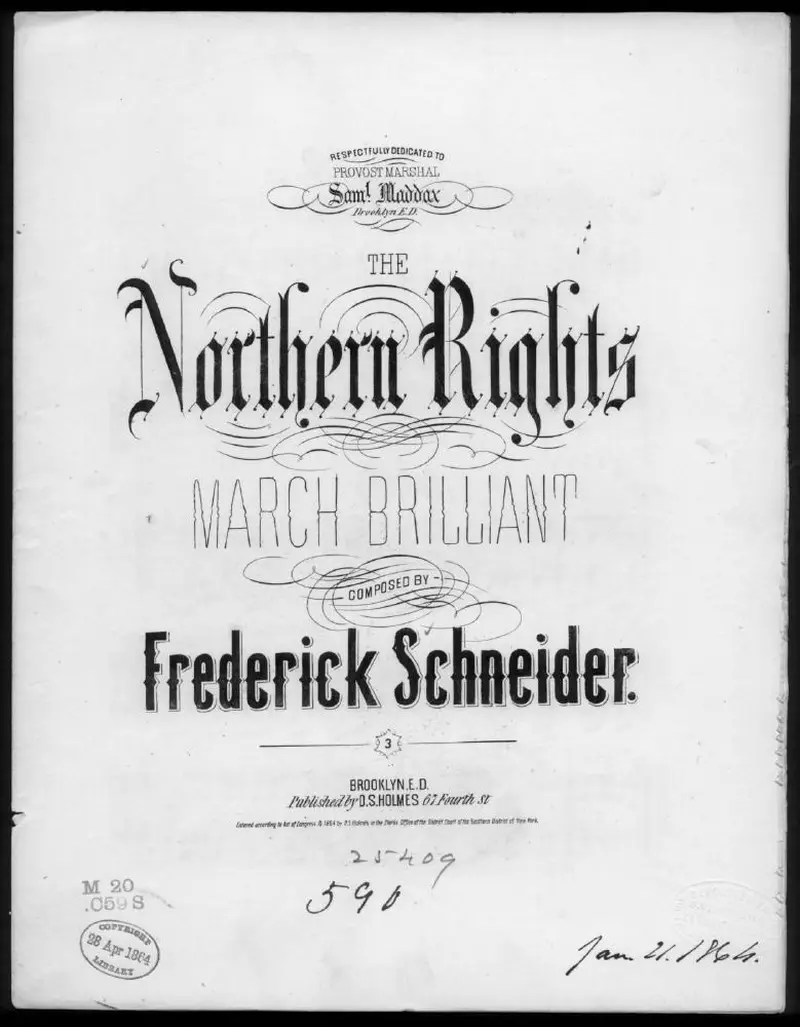 Первая страница нот «The Northern rights, Марш brilliant»