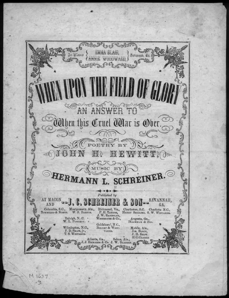 Первая страница нот «Answer to When this cruel war is over»
