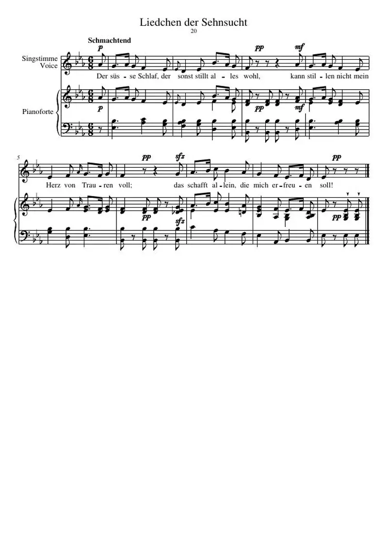 Первая страница нот «Liedchen der Sehnsucht»