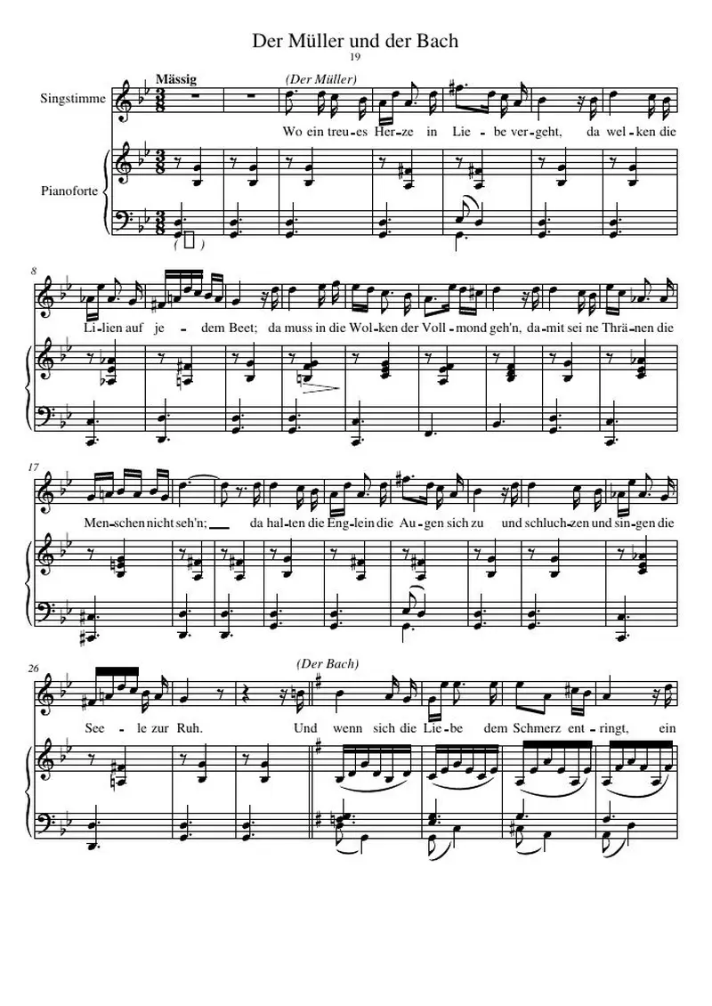 Первая страница нот «Der Müller und der Bach»