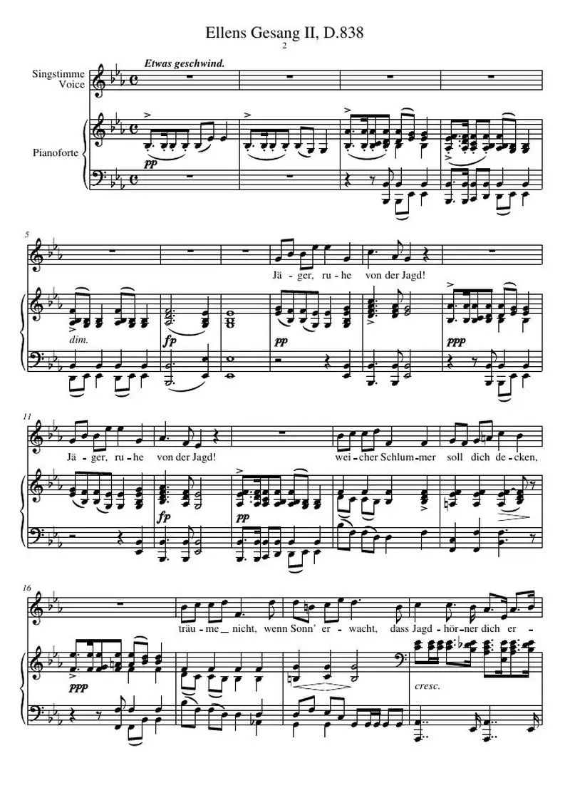 Первая страница нот «Ellens Gesang II, D.838»