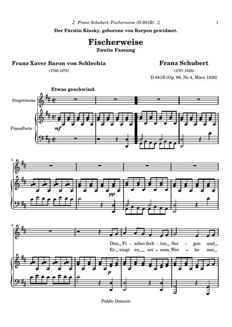 Первая страница нот «Fischerweise»
