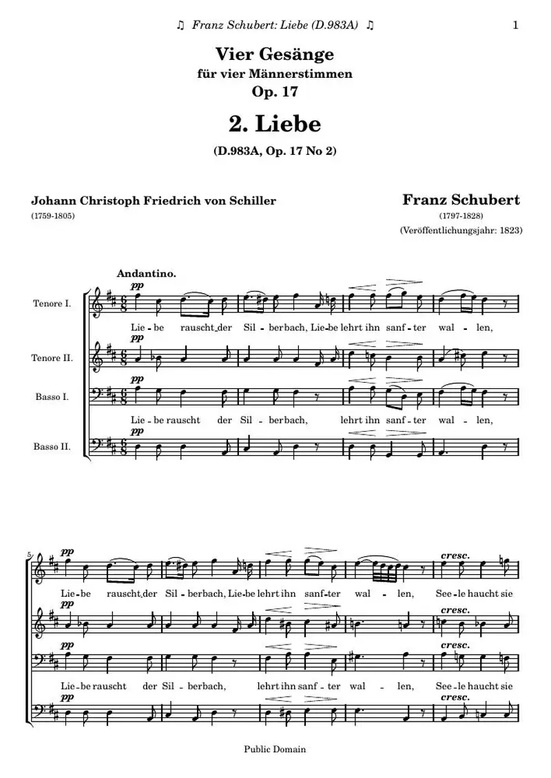 Первая страница нот «Liebe»