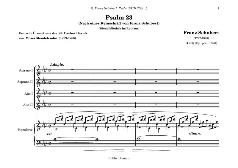 Первая страница нот «Psalm 23»