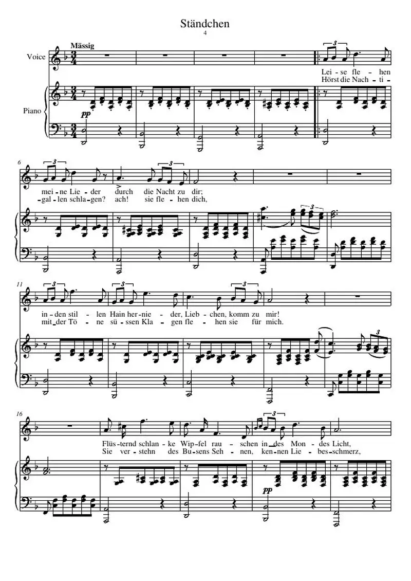 Первая страница нот «Ständchen»