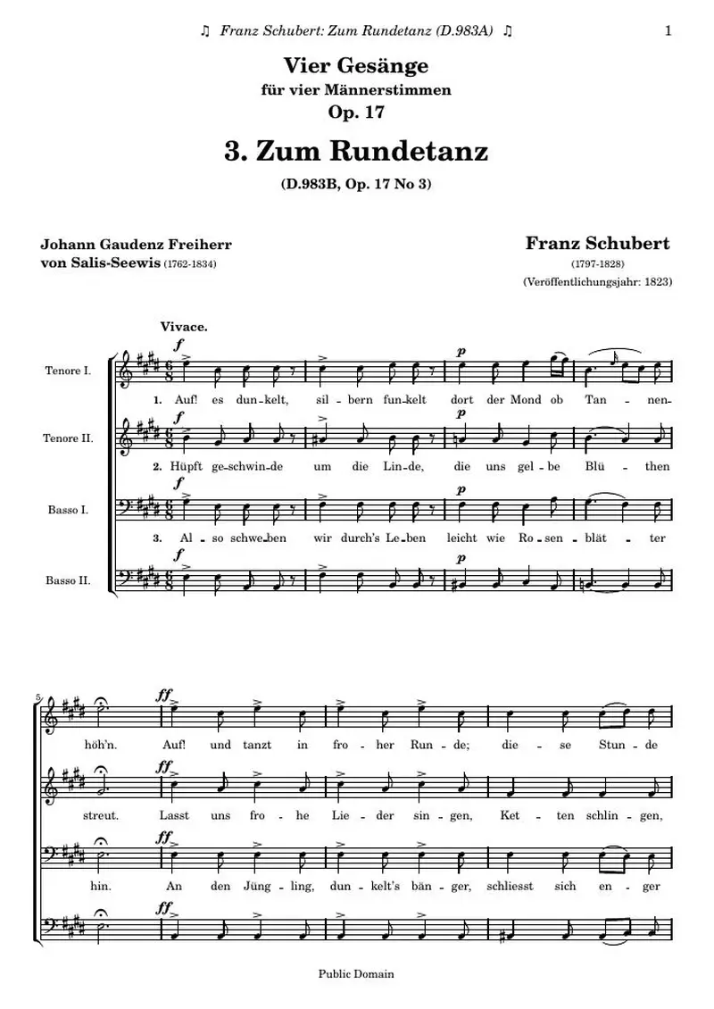 Первая страница нот «Zum Rundetanz»