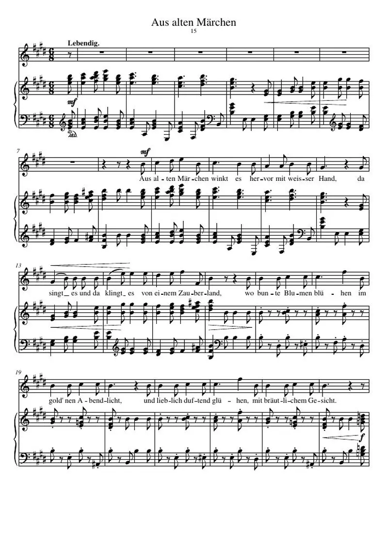 Первая страница нот «Aus alten Märchen»