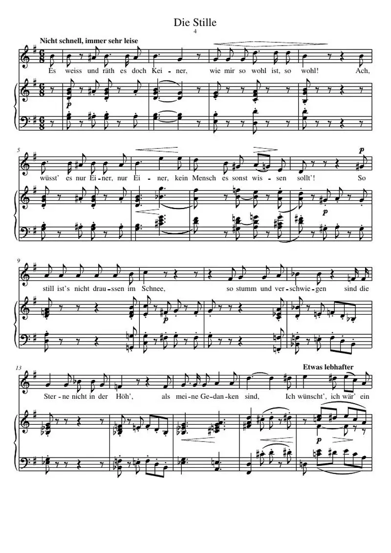 Первая страница нот «Die Stille»