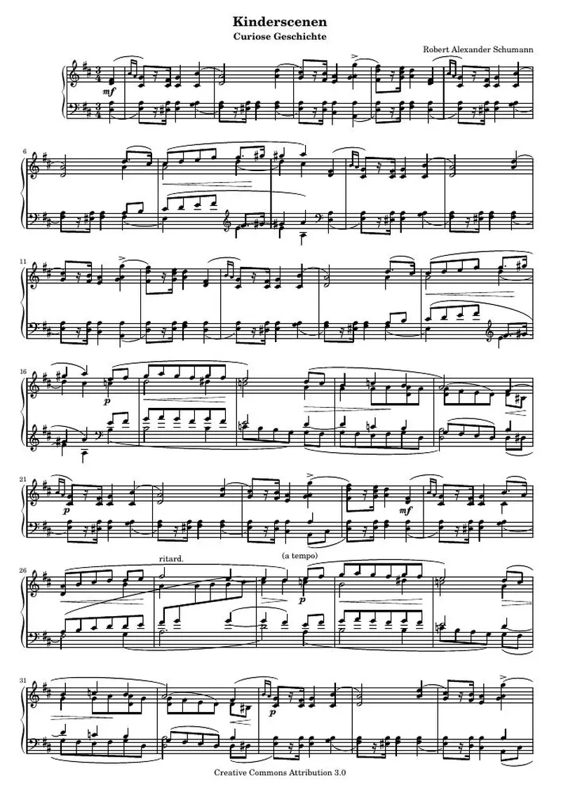 Первая страница нот «Детские сцены - Curiose Geschichte»