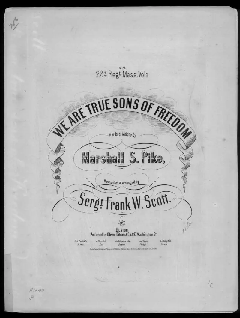 Первая страница нот «We are the true sons of freedom»