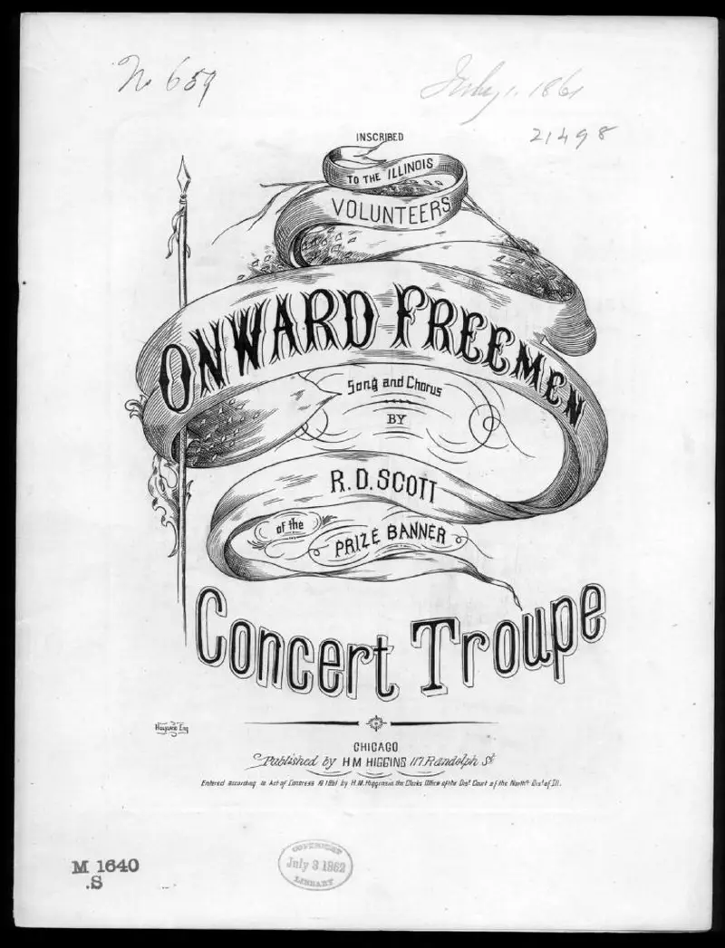 Первая страница нот «Onward freemen»