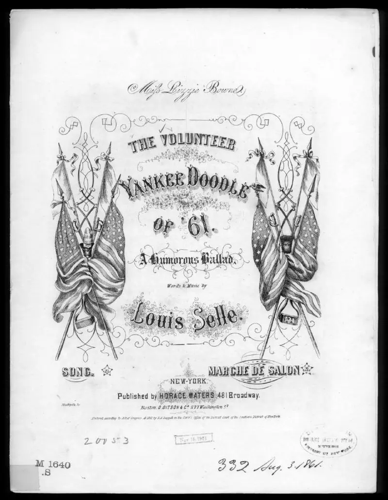 Первая страница нот «The Volunteer, yankee doodle of 61»