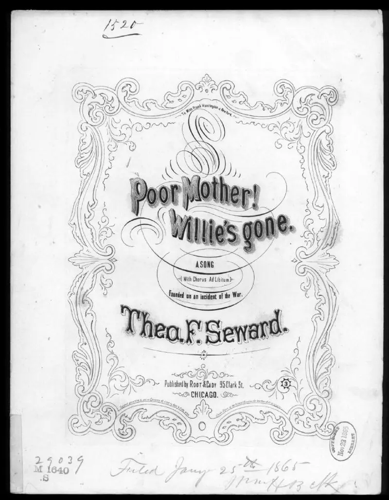 Первая страница нот «Poor mother! Willie's gone»