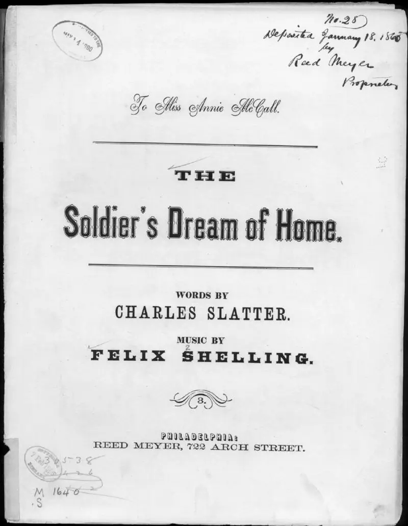 Первая страница нот «The Soldier's dream of home»