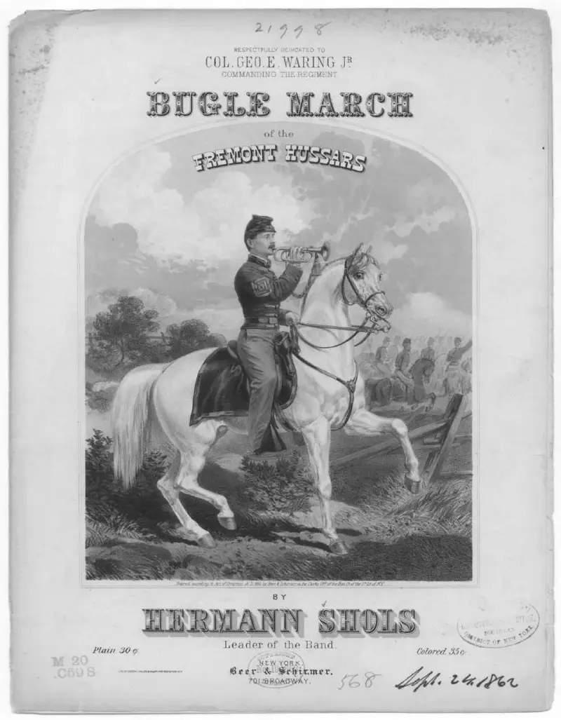 Первая страница нот «Bugle Марш of the Fremont Hussars»