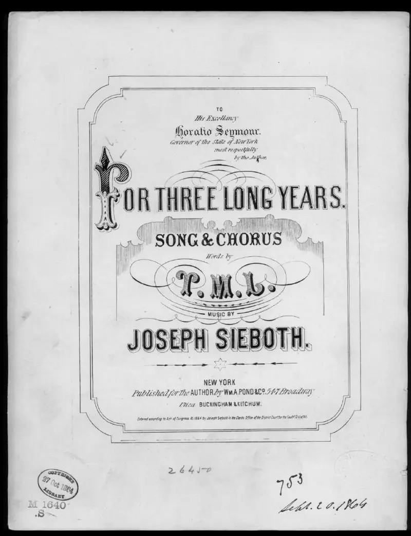 Первая страница нот «For three long years»