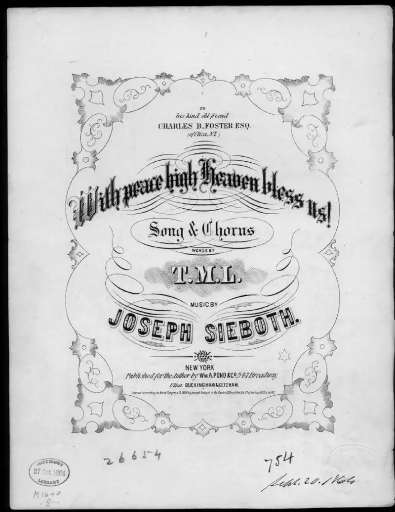 Первая страница нот «With peace high heaven, bless us!»