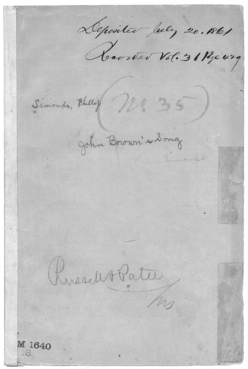 Первая страница нот «John Brown's Песня»
