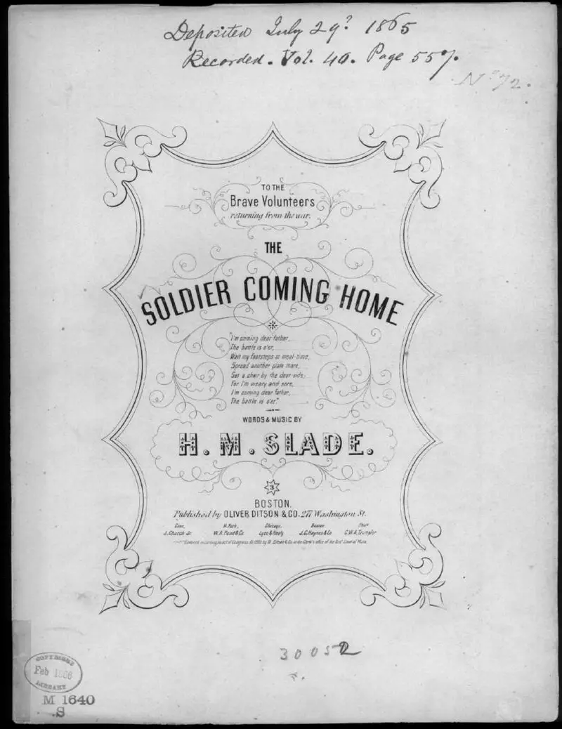 Первая страница нот «The Soldier coming home»