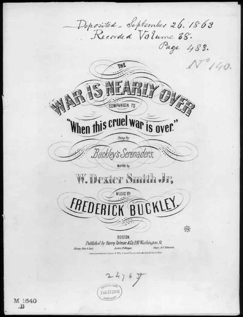 Первая страница нот «I wait for thee, or The War is nearly over»