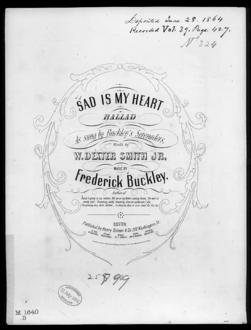 Первая страница нот «Sad is my heart»