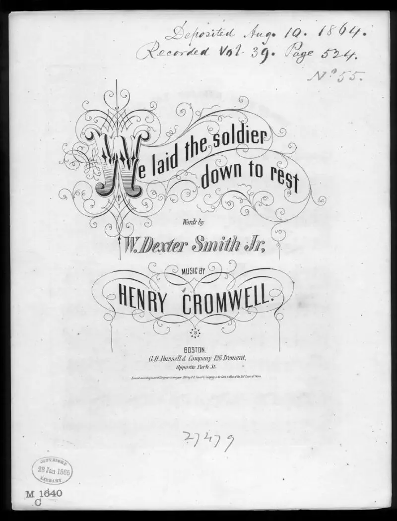 Первая страница нот «We laid the soldier down to rest»