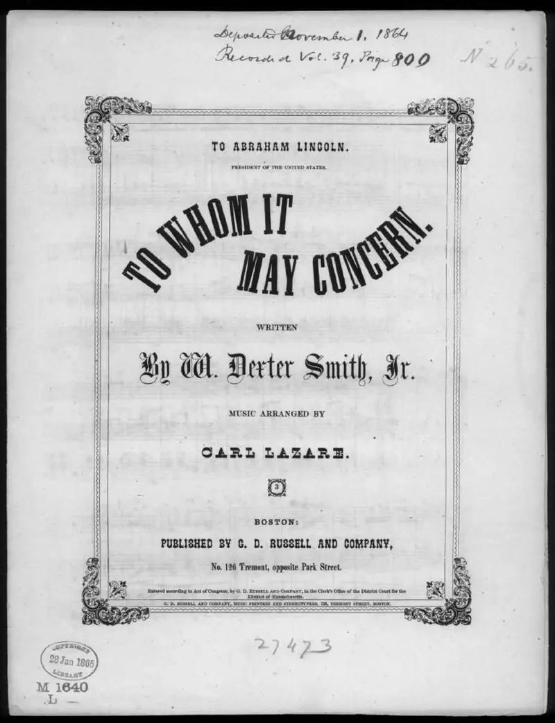 Первая страница нот «To whom it may concern»
