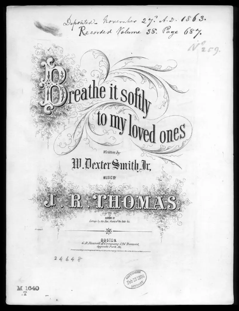 Первая страница нот «Breathe it softly to my loved ones»