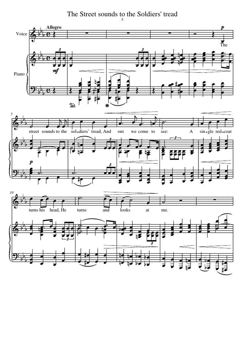 Первая страница нот «The Street sounds to the Soldiers' tread»