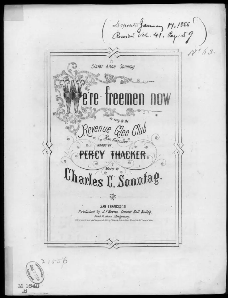 Первая страница нот «We're freemen now»