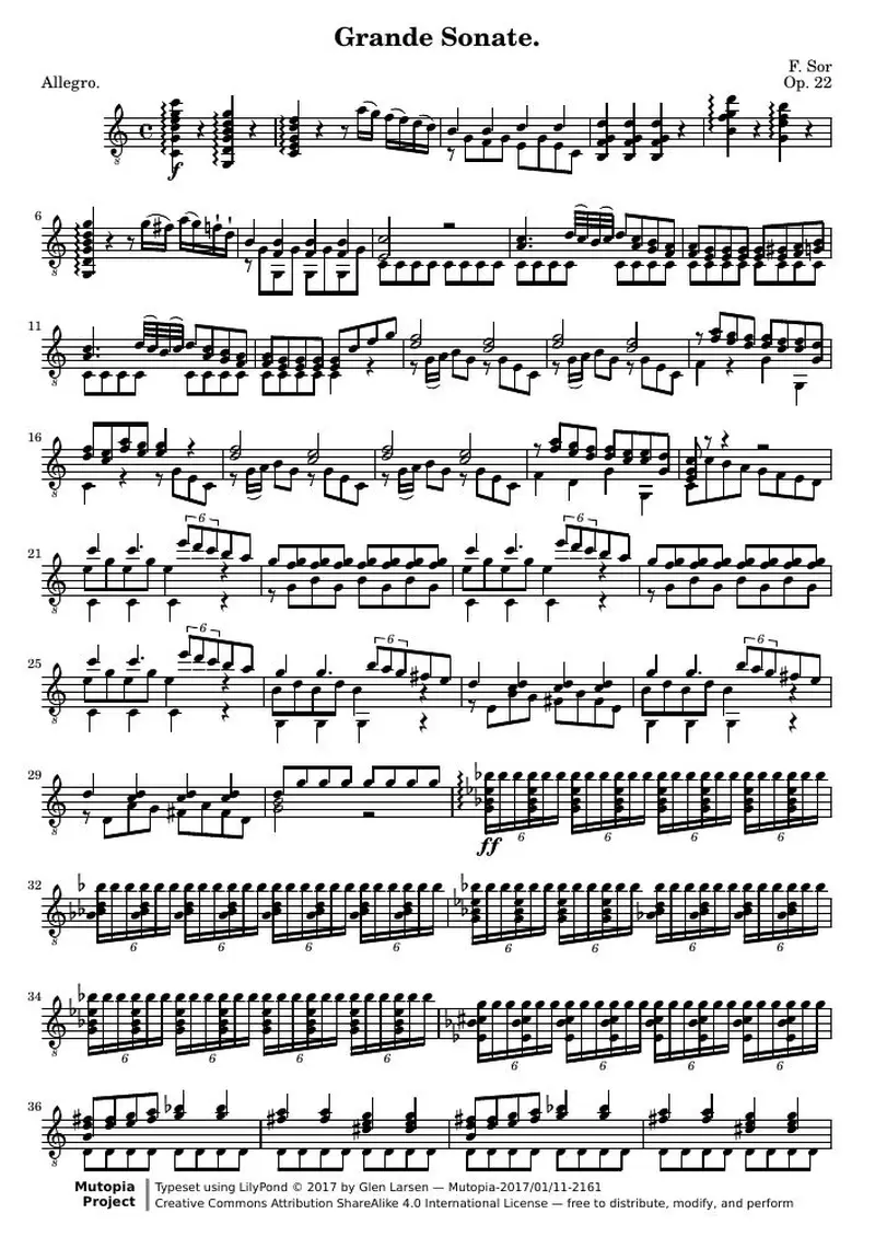 Первая страница нот «Grande Sonate, соч. 22»