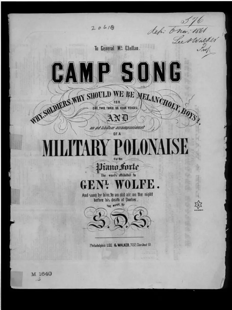 Первая страница нот «Camp Песня, why, soldiers, why?»