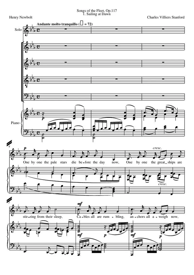 Первая страница нот «Sailing at Dawn»