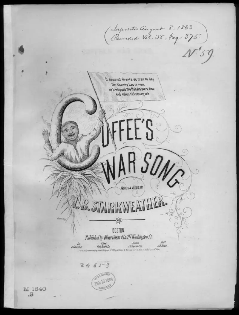Первая страница нот «Cuffee's war Песня»