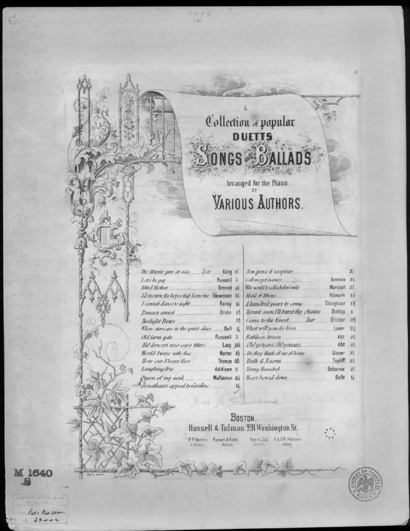 Первая страница нот «Jonathan's appeal to Caroline, or Mr. North to Madame South»