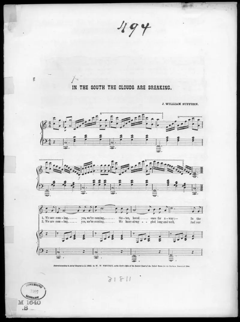 Первая страница нот «In the south the clouds are breaking»