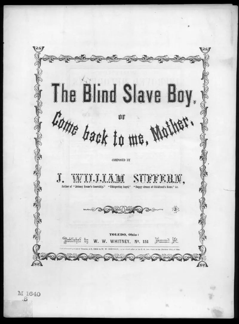 Первая страница нот «The Blind slave boy, or Come back to me, mother»