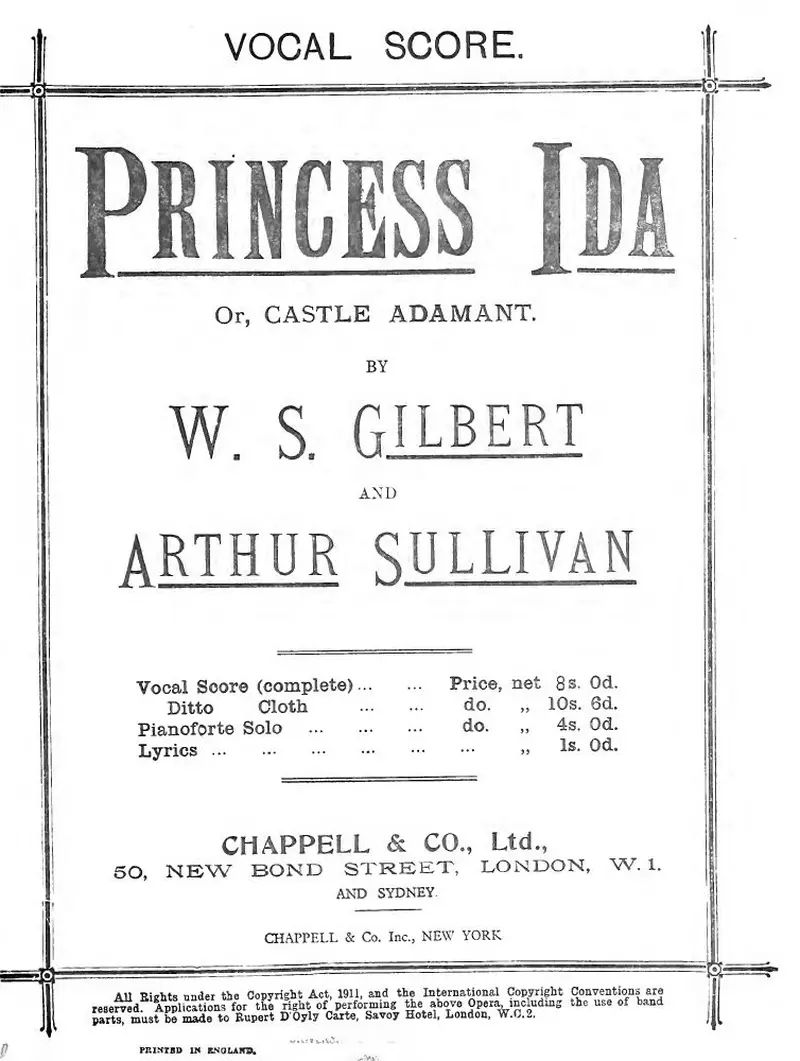 Первая страница нот «Princess Ida»