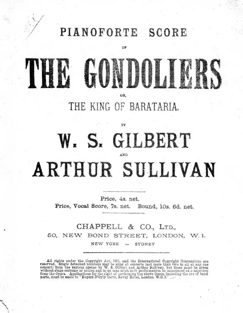 Первая страница нот «The Gondoliers»